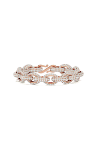 Pulsera de cadena de oro rosa auténtico con diamantes de talla brillante redonda y engaste de canal, de lujo, unisex, para uso diario. - Product Image 5