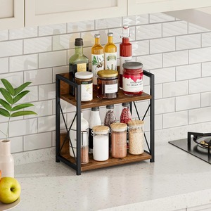 Cross Design Wooden And Metal Spice <b>Rack</b> For <b>Kitchen</b> Counter <b>Storage</b> Pantry Organization And Daily Essentials Spice <b>Rack</b> - Product Image 5