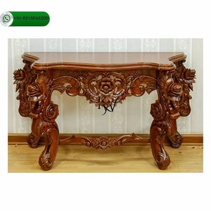 Handcrafted Teak Wood <b>Console</b> <b>Table</b> Carved Border Design Eco-friendly Traditional Decorative Wholesale Aqudus Saleem ST-TEL13 - Product Image 1