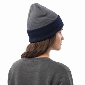 Hawkeye Embroidered <b>Beanie</b> Hat Unisex Gray <b>Navy</b> Knit Winter Cap Casual Folded Cuff 56-58CM Acrylic - Product Image 3
