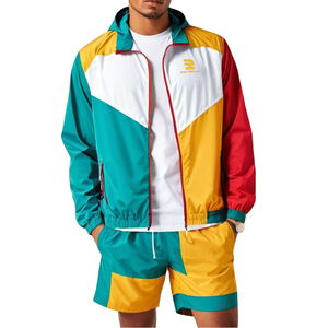 Ensemble de survêtement coupe-vent épais et imperméable pour hommes, personnalisé, court, oversize, coloré, avec broderie en satin – Vente en gros - Product Image 4