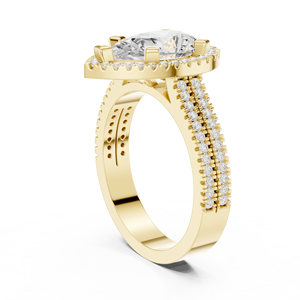 Anillos de compromiso Aries Jewel Classic Wedding con diamantes en forma de lágrima de 14 quilates de oro amarillo, 2.50 quilates, corte pera, diamante cultivado en laboratorio IGI con halo. - Product Image 3