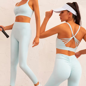 Fabricant de vêtements de sport pour femmes de haute qualité, vêtements de sport deux pièces, legging et soutien-gorge, vêtements de yoga, vêtements de gym, ensembles de fitness - Product Image 2