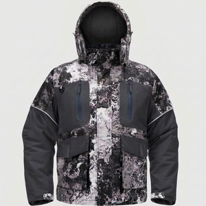 Veste de pêche unisexe imperméable en polyester imprimé camouflage avec capuche et fermeture éclair UPF 50+ respirante coupe-vent - Product Image 4