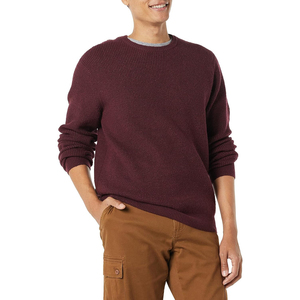 Pull ras du cou gris uni pour homme, manches longues, 100 % acrylique, anti-boulochage, tricoté, pour l'automne - Product Image 5