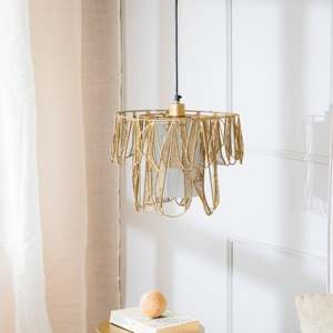 Lampe suspendue en fer finition or, design exclusif, très appréciée, forme et taille personnalisées, design en fil métallique - Product Image 4