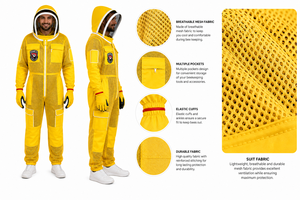 Custom Wholesale Yellow Mesh Unisex Safety Beekeeper Suit Breathable Polyester Work Coverall with Needle Detection Beekeeping - Product Image 6