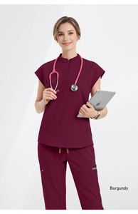 Conjuntos de Uniformes Médicos de Enfermería 2026 Actualizados de Poliéster/Rayón/Spandex con Cuello con Cremallera, Corte Recto, para Uso Hospitalario, Multicolor - Product Image 2