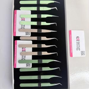 Juego de Pinzas para Pestañas GETUP BROSONS IMPEX de Acero Inoxidable de Precisión Antiestático de 10 mm con Caja con Logotipo 90/Dolphin/Boot - Product Image 2