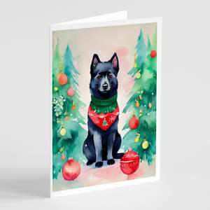Schipperke Whimsical A7 Cartes de vœux de Noël Lot de 8 cartes vierges avec enveloppes Taille 5x7 - Product Image 1