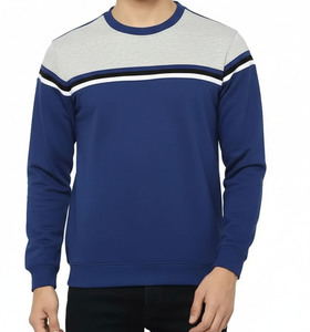 Sudadera casual de algodón grueso con mangas en contraste para hombre, manga larga con puños acanalados en contraste - Product Image 1