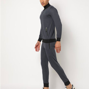 Ensemble de survêtement gris pour homme, col roulé, manches longues, sportif, séchage rapide, vêtements d'automne, coupe régulière, poches latérales - Product Image 2