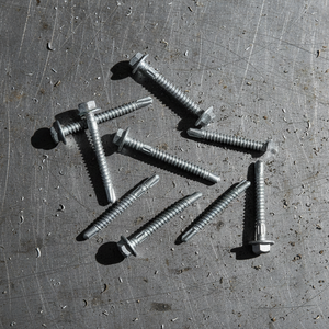 Zinc Coated Self-Drilling <b>Screws</b> with Integrated Metal Washer - Standard Thread Hex Roofing Fasteners - Product Image 1