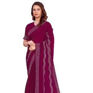 Nuevo Lanzamiento de Sari de seda Rangoon negro para mujer a la venta en línea - Product Image 1