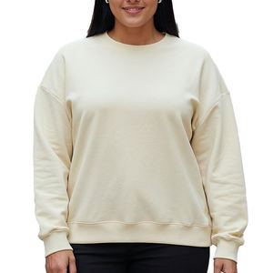 Sudaderas de Cuello Redondo para Mujer, Tallas Grandes, Personalizadas con Estampado, Hombros Caídos, 100% Algodón, Ropa de Invierno, OEM - Product Image 3