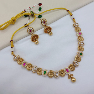 JewelEMarket Premium Pota Stone and Pearl Designer Necklace Set Gold Plated Traditional Bridal Festive Ethnic <b>Jewellery</b> - Product Image 1