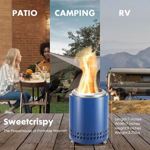 Portatile da giardino esterno per giardino in acciaio inox 304 tavolo senza fumo pellet di legno che brucia falò per il campeggio - Product Image 2