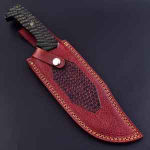 Cuchillo de Caza de Acero de Damasco Forjado para Supervivencia al Aire Libre, Fabricación Personalizada OEM, Hoja de Acero de Damasco Forjado, Mango de Madera - Product Image 6