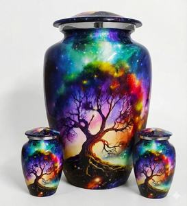 Urne funéraire américaine Cosmic Tree pour cendres, écologique, personnalisable, design galaxie, souvenir pour adulte - Product Image 3
