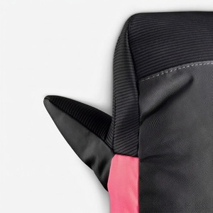 Mitaines de ski d'hiver pour enfant, à doigts entiers, rose et noir, en polyester imperméable, avec fermeture à cordon - Product Image 4