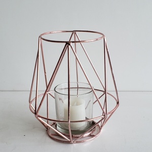 Creative Design Metal <b>Lighting</b> Decor Lantern Indoor Floor Decor Stand <b>Candle</b> Holder Geometric Pattern Iron Wire Lanterns - Product Image 4