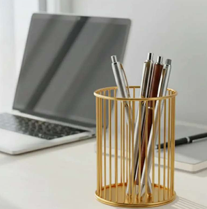 Organisateur de bureau en laiton pour stylos, support de stylos de table, décorations de bureau et d'étude, support de stylos promotionnel - Product Image 5