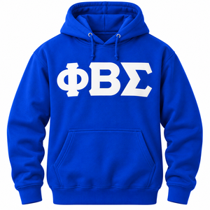 Sweat à capuche pour homme bleu royal avec motif de lettres grecques blanches, capuche à cordon, poche kangourou, manches longues, décontracté, hiver - Product Image 3