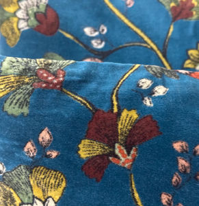 <b>Blue</b> Velvet Cushion Covers with Multicolor Floral Vine Print Decorative <b>Throw</b> Pillows for Sofa Bedroom and Home Decor - Product Image 6