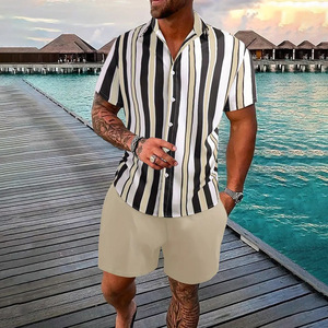 Ensemble chemise et short pour homme, imprimé, col en V, manches courtes, respirant, en polyester, personnalisable, OEM, marque privée, streetwear - Product Image 5