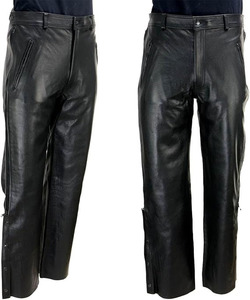 Pantalones de protección para motociclistas Samroz Sports para hombre, de cuero premium negro, con cremallera lateral. - Product Image 5