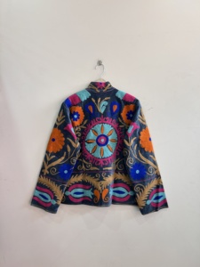 Veste en coton brodée style bohème, respirante, style vintage, veste streetwear, style bohème - Product Image 6