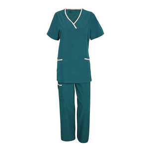 Custom Women Medical Scrub Set V Neck <b>Nurse</b> Uniform Woven Hospital Workwear with Pockets OEM Polyester Nursing Suit - Product Image 2