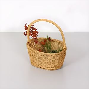 ตะกร้าหวายใส่ดอกไม้สำหรับตกแต่ง,อุปกรณ์ตกแต่งบ้านตะกร้าสานด้วยมือพร้อมด้ามจับที่ดีที่สุด - Product Image 4