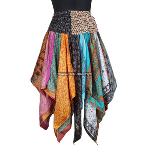 DS030 Urban Tribal Dance Assorted <b>Skirt</b> Quality Assure Gypsy Fashion <b>Patchwork</b> Halter Neck Midi Dress With Smoke Style <b>Patchwork</b> - Product Image 1