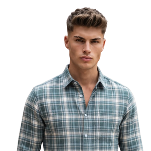 Teal Blue Plaid <b>Men</b> <b>Flannel</b> <b>Shirt</b> Long Sleeve Button Down Checkered Casual <b>Shirt</b> Soft Brushed Fabric Fashion Streetwear - Product Image 3