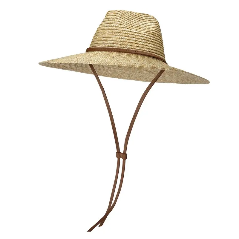 Chapeau de paille de blé avec du cuir à bas prix chapeaux à larges bords pour adultes chapeaux de paille de protection solaire