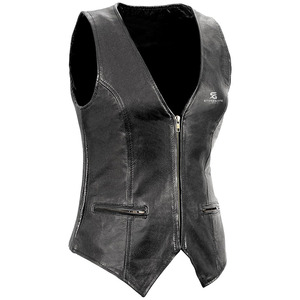 <b>Women</b> Leather Vintage Biker Motorcycle Vest Slim Fit Sleeveless <b>Waistcoat</b> Stylish V Neck Outerwear Windproof Casual Fashion - Product Image 1