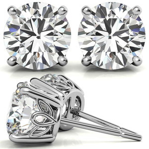 Boucles d'oreilles en or 14 carats avec diamants de laboratoire de luxe, sertissage à griffes, diamant taille ronde, design vintage en spirale, bijoux pour femmes - Product Image 1