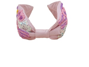 Bandeau perlé pour bébés filles, fait main, en tissu, broderie florale, détails de paillettes, perles colorées, léger et durable - Product Image 3