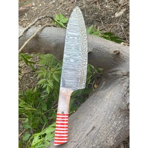 Couteau de chef artisanal en acier Damas de 13 pouces, fabriqué sur mesure par Ahmad Fabric, avec étui en cuir, manche élégant, personnalisable - Product Image 6