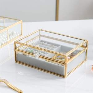 Boîte à bijoux en verre et laiton sur mesure, boîte de présentation en verre transparent pour bijoux |   Boîte à bijoux en verre géométrique, coffret de rangement pour souvenirs - Product Image 6