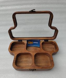 Fabrication de qualité supérieure Boîte à épices en bois artisanale Style fleur nautique Poli Accueil Ustensiles de cuisine Stockage importé GM Impex - Product Image 2