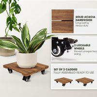 Rak Tanaman Kayu Akasia Gaya Modern 35cm Roda PP Berlapis PE Kapasitas 150kg Ramah Lingkungan Tahan Lama Minimalis untuk Rumah dan Taman