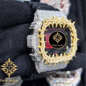 Montre numérique pour homme Pahal Jewels en or avec diamants, style hip-hop, rétroéclairage LED, alarme, chronographe, boîtier carré de 40 mm, bracelet en acier inoxydable - Product Image 2