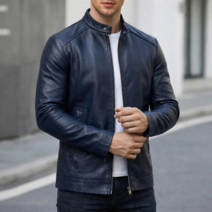 Wholesale Mens Leather Fashion <b>Jacket</b> Real Cowhide Biker Style Zipper Coat Durable Outerwear For Outdoor Wear Mens Clothing - Product Image 4