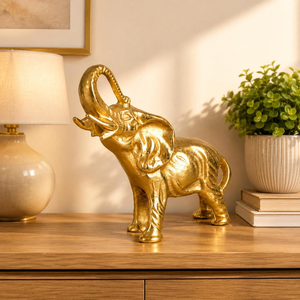 Figura de Elefante de Aluminio Hecha a Mano, Escultura de Elefante Majestuoso con Tronco Elevado, Estatua de Animal, Decoración de Mesa de Lujo para el Hogar - Product Image 4