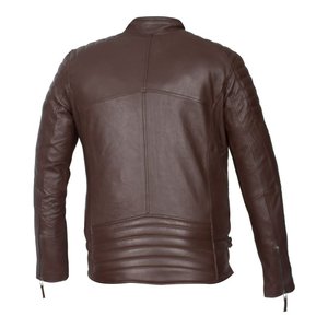 <b>Men's</b> Brown PU Casual Moto Jacket <b>Turtleneck</b> Collar Zipper Closure Regular Fit Solid Color Garment Dyed Winter Wear - Product Image 2
