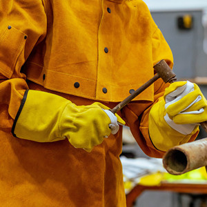 Veste de soudage en Kevlar orange avec panneau noir sur le devant, résistante à la chaleur et à l'abrasion, niveau de protection ANSI/ISEA 1 - Product Image 3