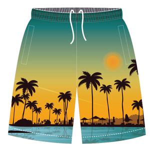 Short de bain décontracté pour homme, taille haute, avec logo frontal, écologique, séchage rapide, cordon de serrage, poches, polyester 180g - Product Image 1