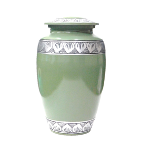 Urnas de cremación de aluminio para adultos con grabado, acabado en estaño y esmalte marrón, urnas metálicas para cenizas humanas. - Product Image 6
